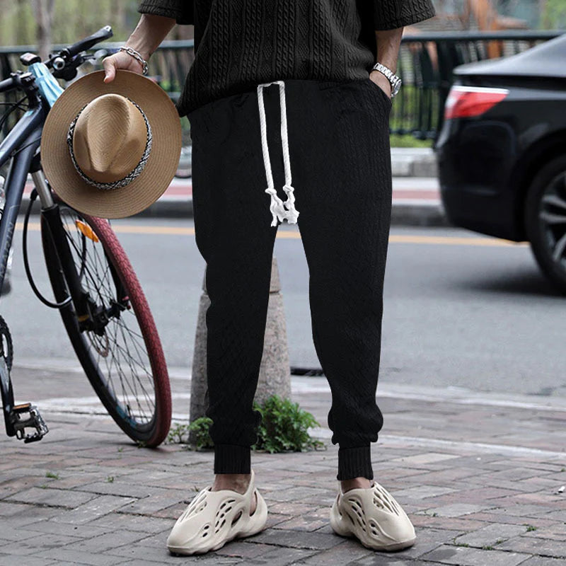Men's jacquard plus-size drawstring pants
