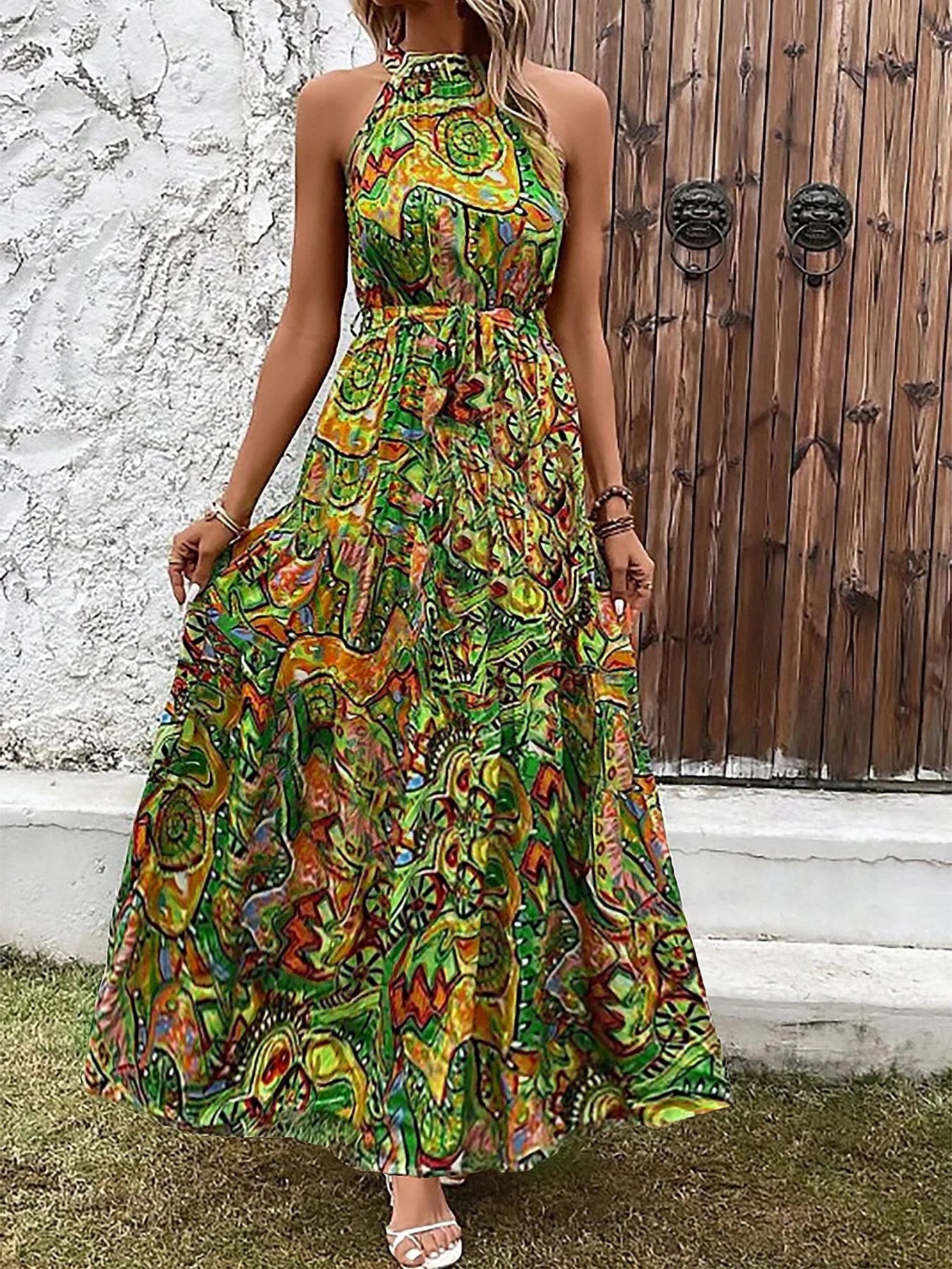 New Bohemian Retro Hammer Neck Dress Women