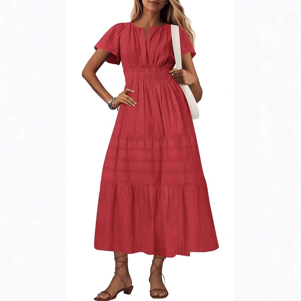 V-neck puff sleeve women's clothing
