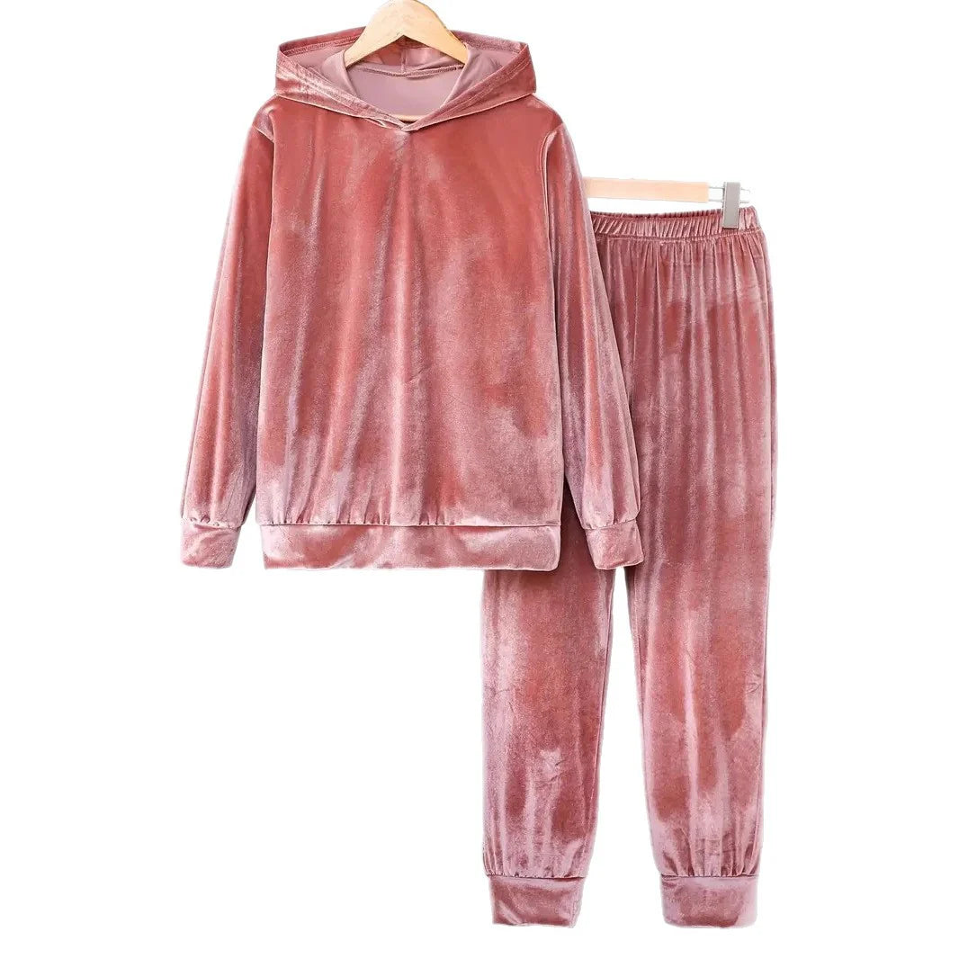 New Women'S Flannel Hooded Long-Sleeved Sweatshirt
