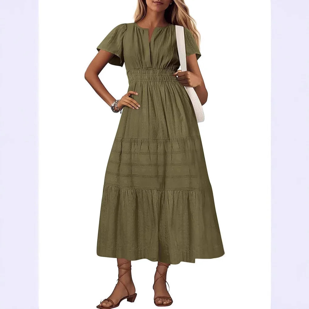 V-neck puff sleeve women's clothing