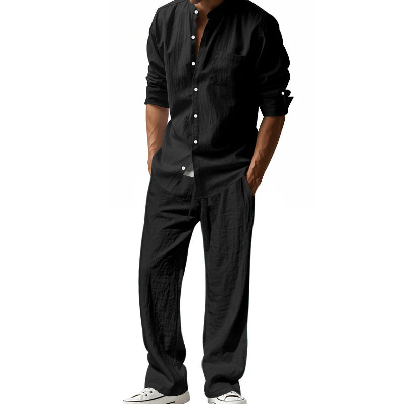 Linen casual men's beach suit
