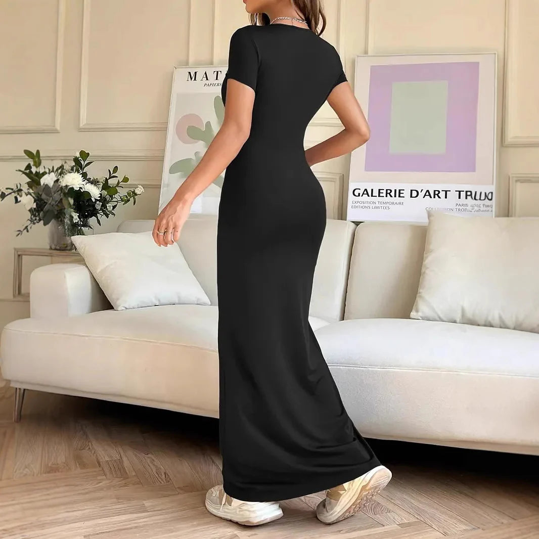 Women'S Style Slim Short-Sleeved Hot Girl Arm-Packing Dress