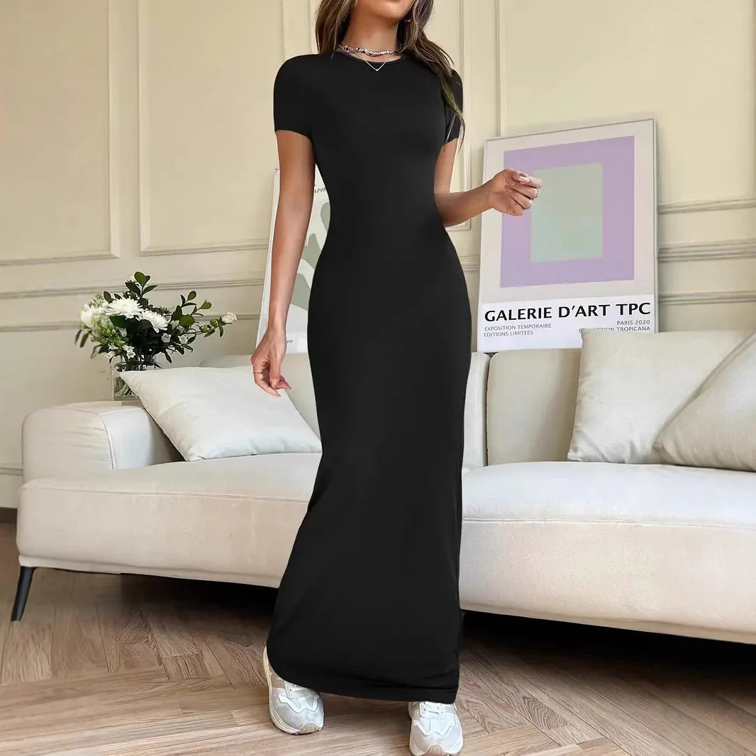 Women'S Style Slim Short-Sleeved Hot Girl Arm-Packing Dress