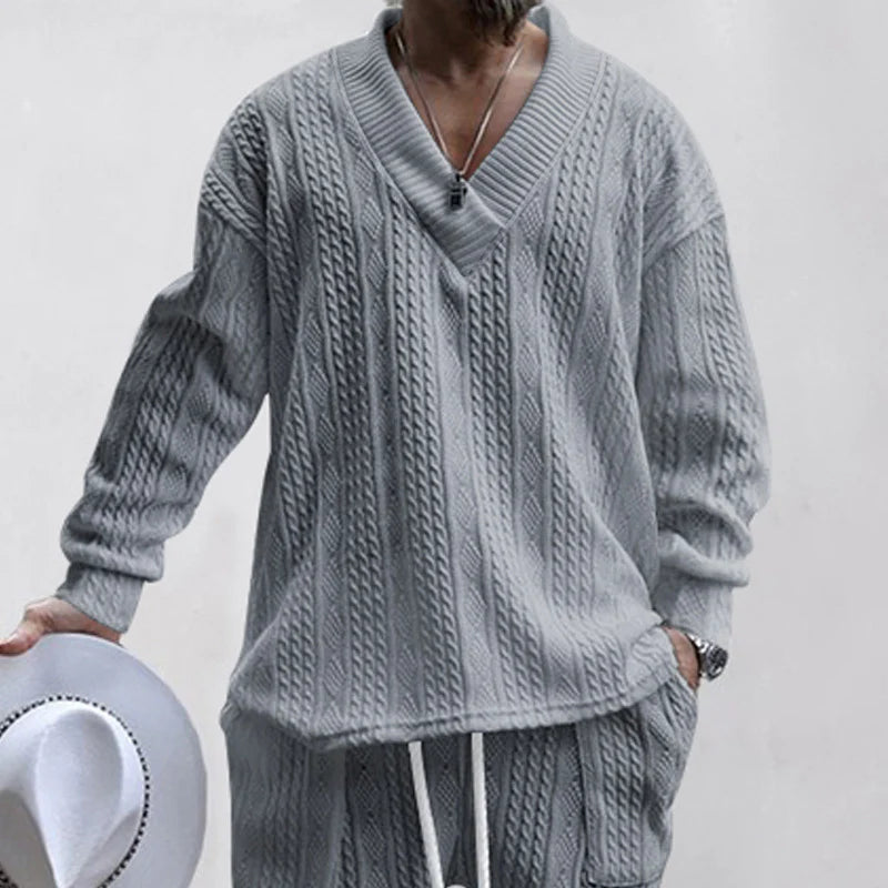 Spring and Autumn Men's jacquard knitted sweater