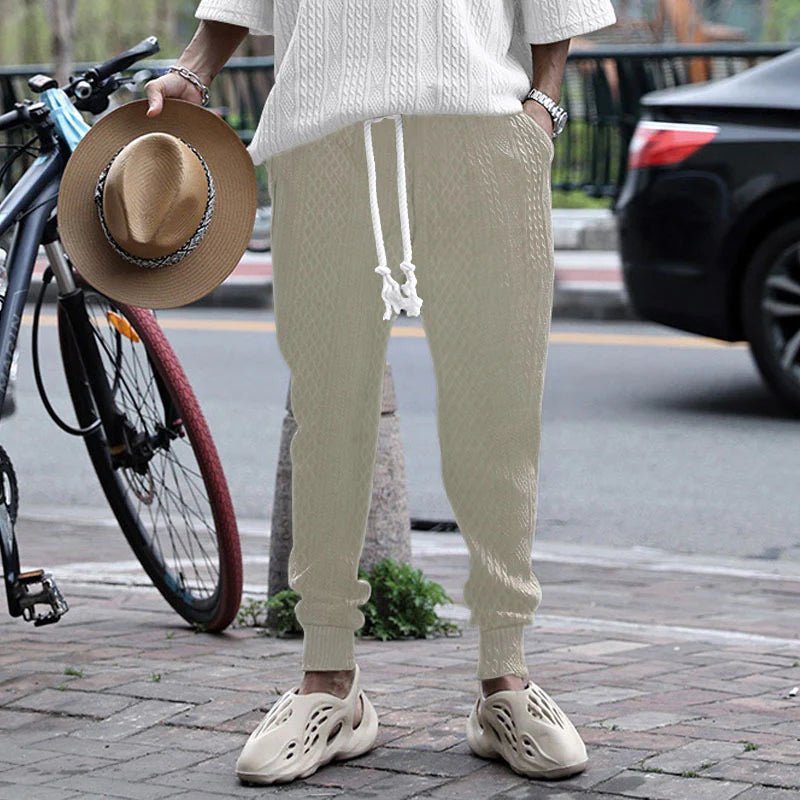 Men's jacquard plus-size drawstring pants
